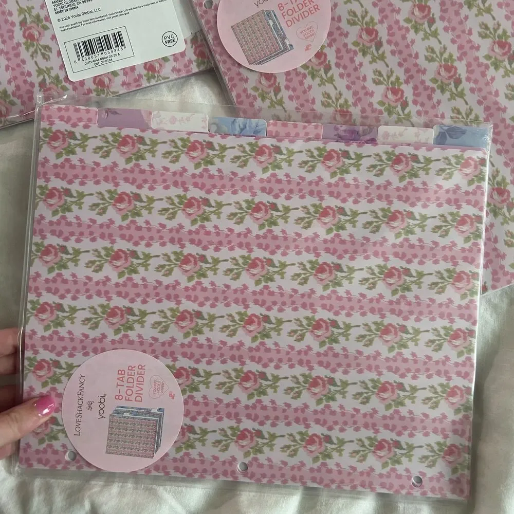 LoveShackFancy Yoobi 8 Tab Folder Dividers Set of 4 Sticker Labels New